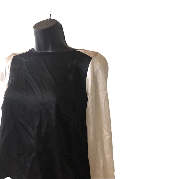 H&M colorblock white black beige satin effect blouse top size small - Picture 9 of 11